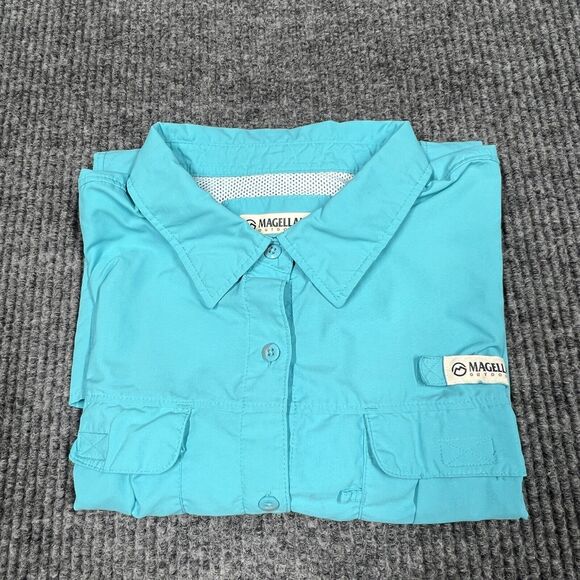 VTG Magellan Fish Gear Shirt Mens 2XL Aqua Blue Vented‎ Moisture Wicking Relaxed - Picture 3 of 16